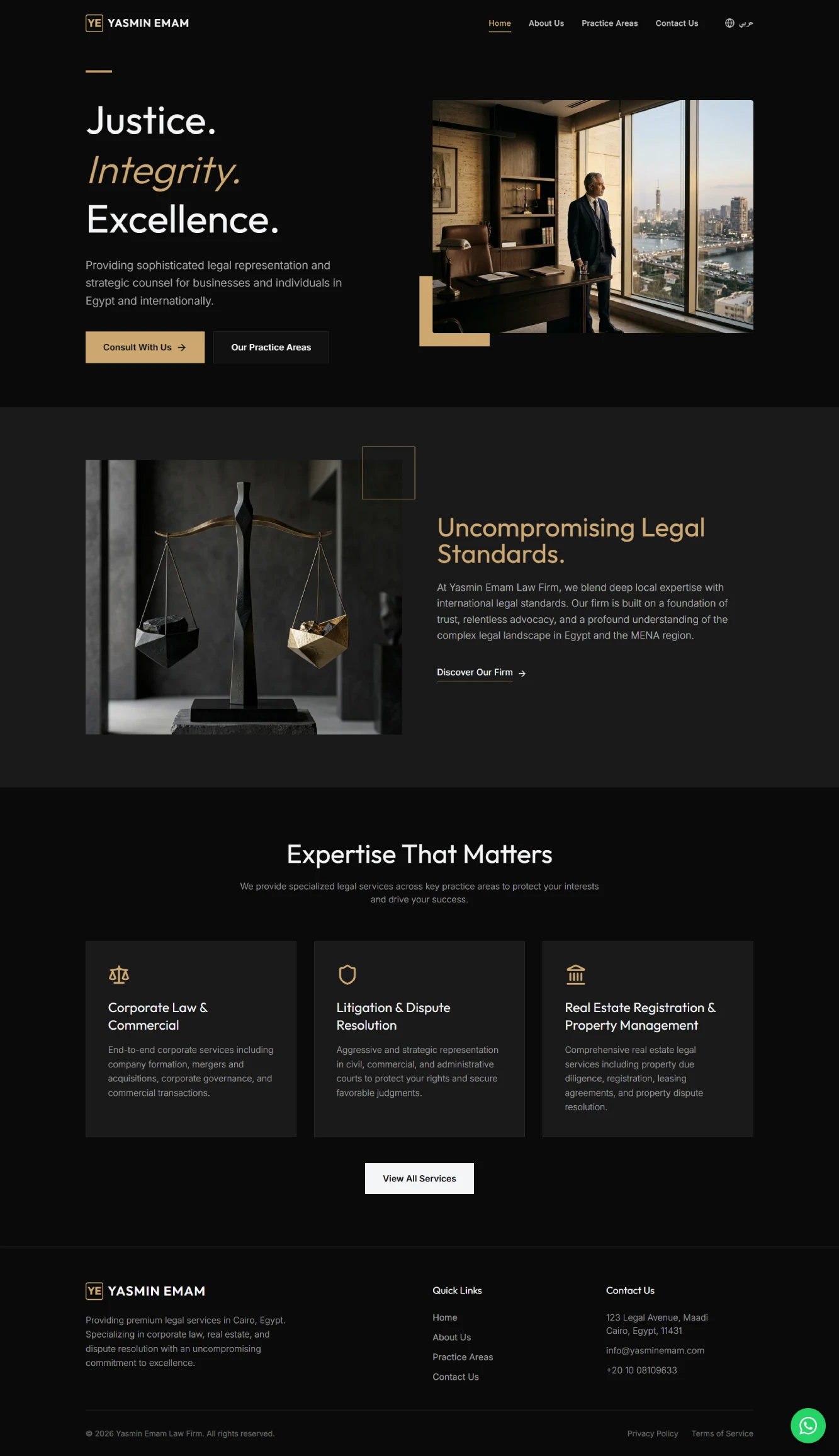 Yasmin Emam Law Firm website screenshot
